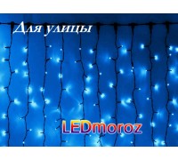 Синяя гирлянда светодиодный занавес 3х3 900 LED Синий свет 24 ниток Черный кабель