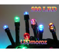 Цветная гирлянда нить 500 LED 25 метров Черный кабель