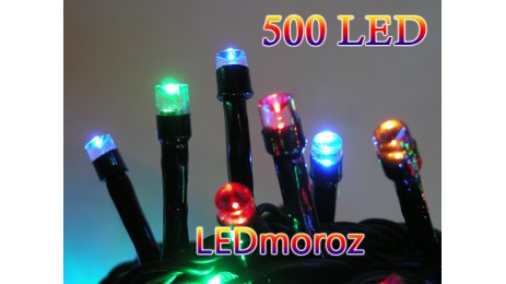 Цветная светодиодная гирлянда нить 500 LED 25 метров Черный кабель