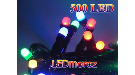 Цветная светодиодная гирлянда 500 LED нить 25 метров Черный кабель