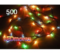 Многоцветная светодиодная гирлянда на елку 500 LED Черный кабель 25 метров 