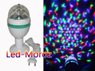 Вращающаяся диско лампа LED Full Rotating Lamp мини светомузыка для вечеринок на белой подставке