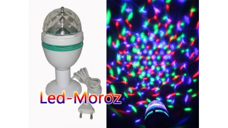 Вращающаяся диско лампа LED Full Rotating Lamp светомузыка для вечеринок на белой подставке