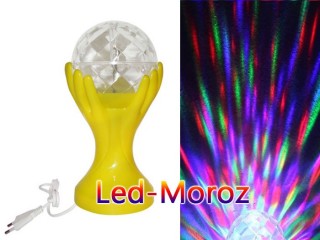 Цветной светильник вращающаяся диско лампа LED Full color rotating lamp Желтый корпус