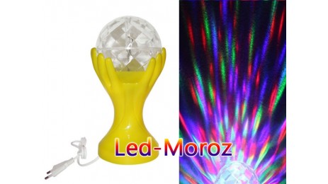 Цветной светильник вращающаяся диско лампа с проводом LED Full color rotating lamp Желтый корпус