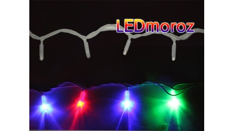Цветная уличная гирлянда 100 LED нить 10 метров Белый провод